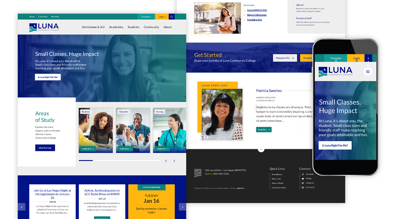 Luna Community College homepage collage